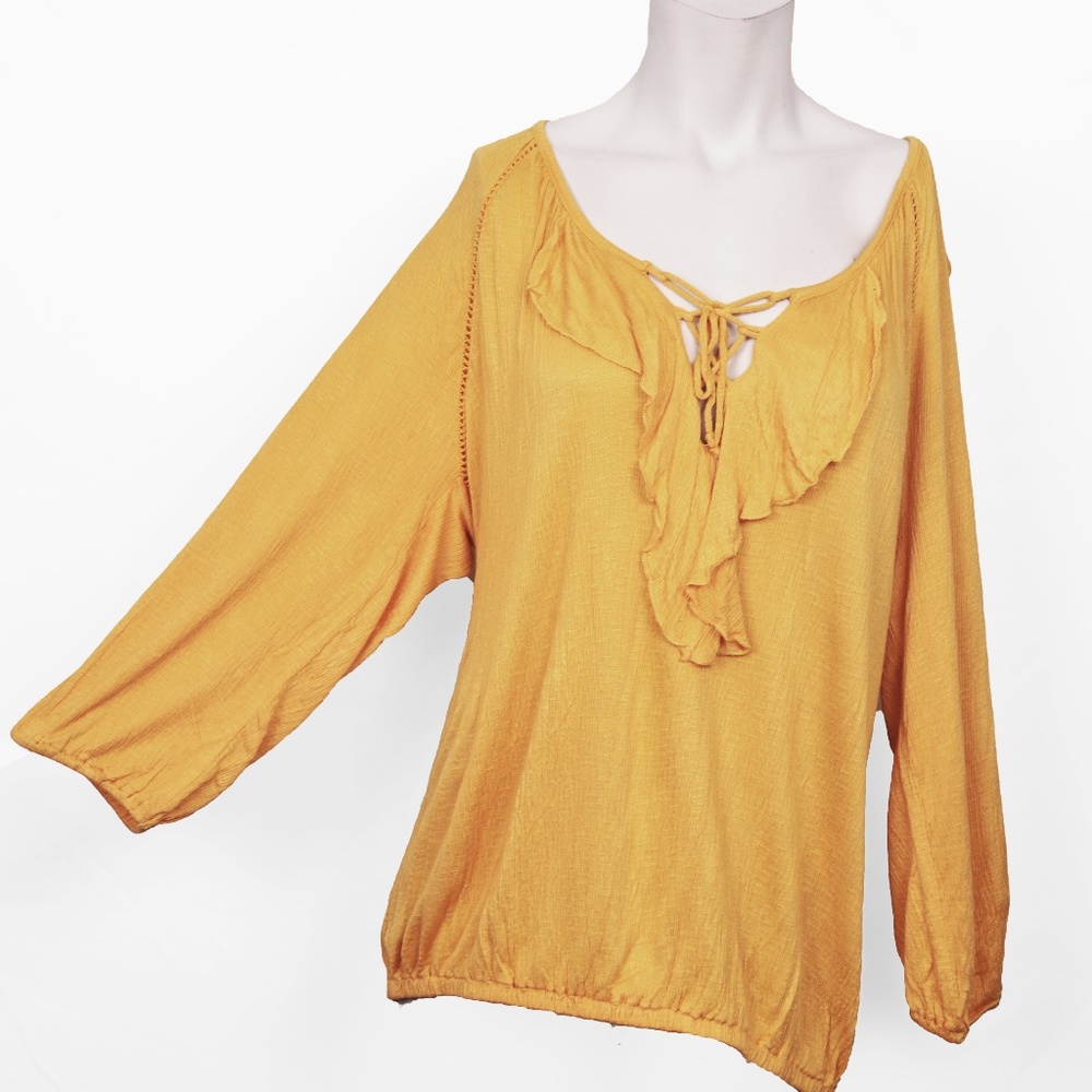 American Rag Long Sleeve Ochre Peasant Blouse (XL